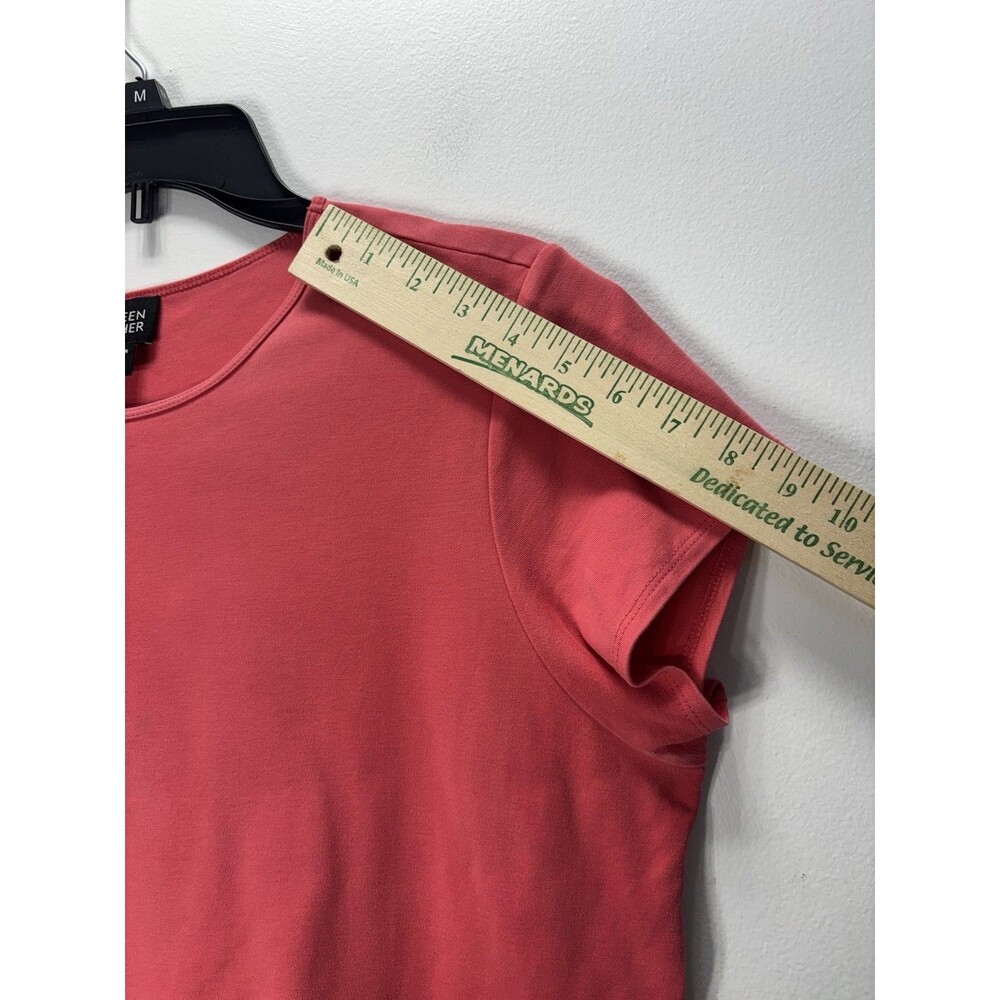 Eileen Fisher Womens Cropped Short Sleeve T-shirt Salmon Pink 100%Cotton Sz L - Picture 6 of 12